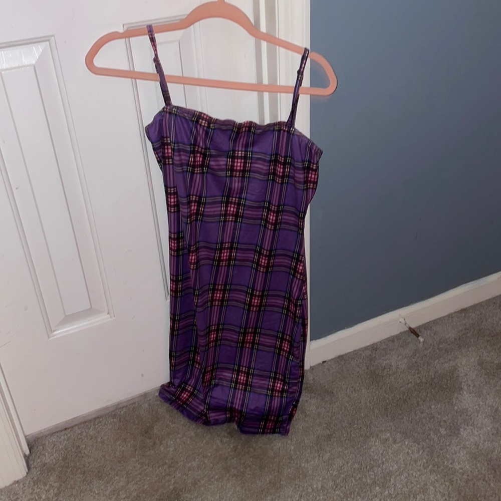 Purple plaid dress size xl.